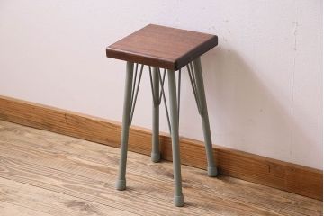 ラフジュ工房オリジナル　アンティークペイントがお洒落な角スツール(椅子、チェア、イス)(1)