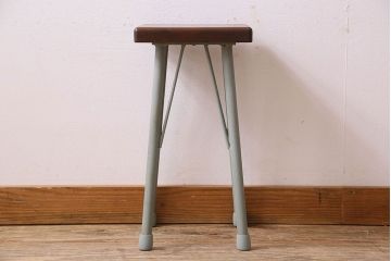 ラフジュ工房オリジナル　アンティークペイントがお洒落な角スツール(椅子、チェア、イス)(1)