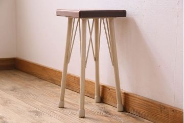 ラフジュ工房オリジナル　アンティークペイントがお洒落な角スツール(椅子、チェア、イス)(2)