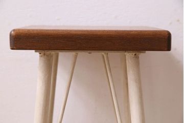 ラフジュ工房オリジナル　アンティークペイントがお洒落な角スツール(椅子、チェア、イス)(2)