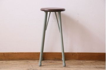 ラフジュ工房オリジナル　アンティークペイントがお洒落な丸型ハイスツール(椅子、チェア、丸イス)(1)