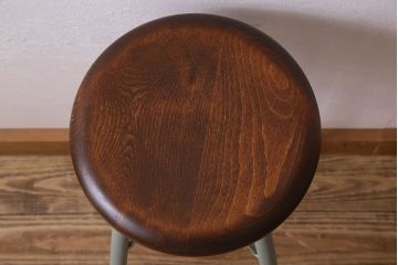 ラフジュ工房オリジナル　アンティークペイントがお洒落な丸型ハイスツール(椅子、チェア、丸イス)(1)