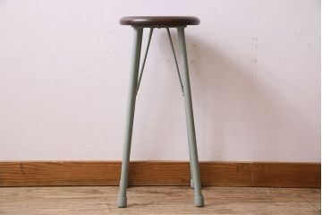 ラフジュ工房オリジナル　アンティークペイントがお洒落な丸型ハイスツール(椅子、チェア、丸イス)(1)