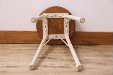 アンティーク雑貨　ラフジュ工房オリジナル　アンティークペイントがお洒落な丸型ハイスツール(椅子、チェア、丸イス)(2)