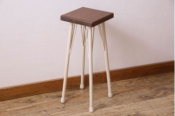 アンティーク雑貨　ラフジュ工房オリジナル　アンティークペイントがお洒落な角ハイスツール(椅子、チェア、イス)(2)