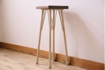 アンティーク雑貨　ラフジュ工房オリジナル　アンティークペイントがお洒落な角ハイスツール(椅子、チェア、イス)(2)