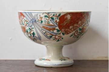 古民具・骨董　幕末明治期!金彩色絵　染付盃洗(1)