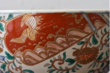 古民具・骨董　幕末明治期!金彩色絵　染付盃洗(1)