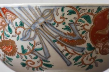 古民具・骨董　幕末明治期!金彩色絵　染付盃洗(1)