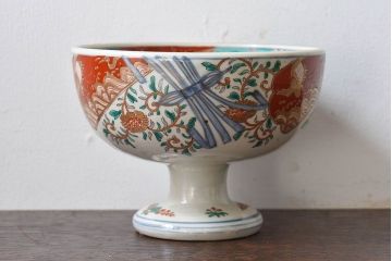 古民具・骨董　幕末明治期!金彩色絵　染付盃洗(2)