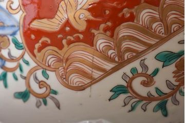 古民具・骨董　幕末明治期!金彩色絵　染付盃洗(2)