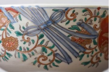 古民具・骨董　幕末明治期!金彩色絵　染付盃洗(2)