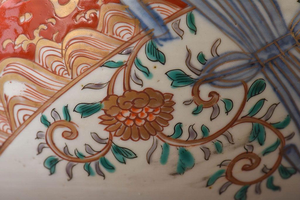 古民具・骨董　幕末明治期!金彩色絵　染付盃洗(2)