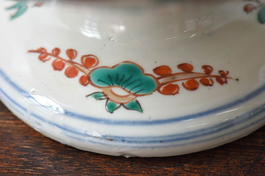 古民具・骨董　幕末明治期!金彩色絵　染付盃洗(2)