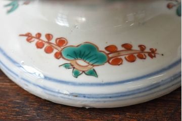 古民具・骨董　幕末明治期!金彩色絵　染付盃洗(2)