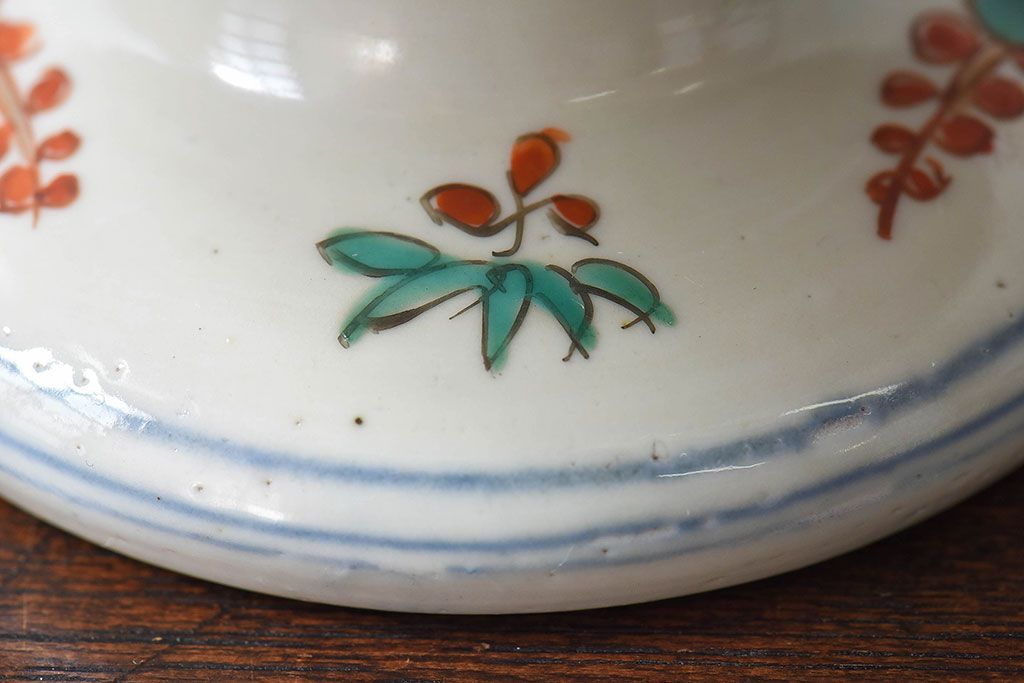 古民具・骨董　幕末明治期!金彩色絵　染付盃洗(2)