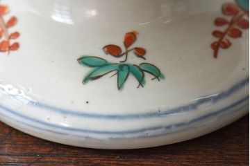 古民具・骨董　幕末明治期!金彩色絵　染付盃洗(2)