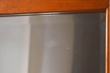 アンティーク雑貨　昭和レトロ　ヒノキ材製の細見なウォールミラー(姿見、鏡)