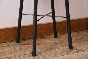 レトロ家具　昭和レトロ　クッション座面丸スツール(椅子、チェア、丸イス)(1)