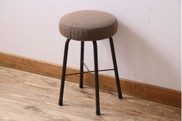レトロ家具 昭和レトロ クッション座面丸スツール(椅子、チェア、丸イス)(1)