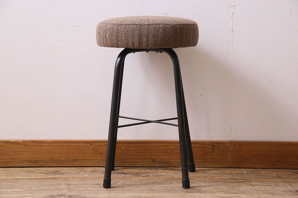 レトロ家具 昭和レトロ クッション座面丸スツール(椅子、チェア、丸イス)(1)