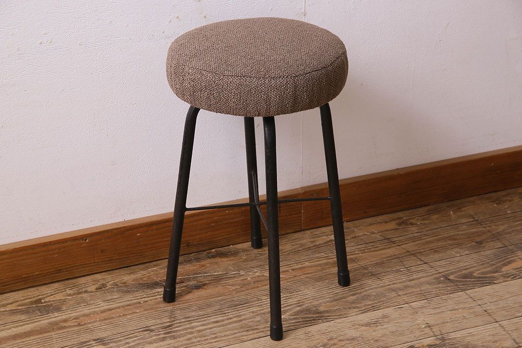 レトロ家具 昭和レトロ クッション座面丸スツール(椅子、チェア、丸イス)(1)