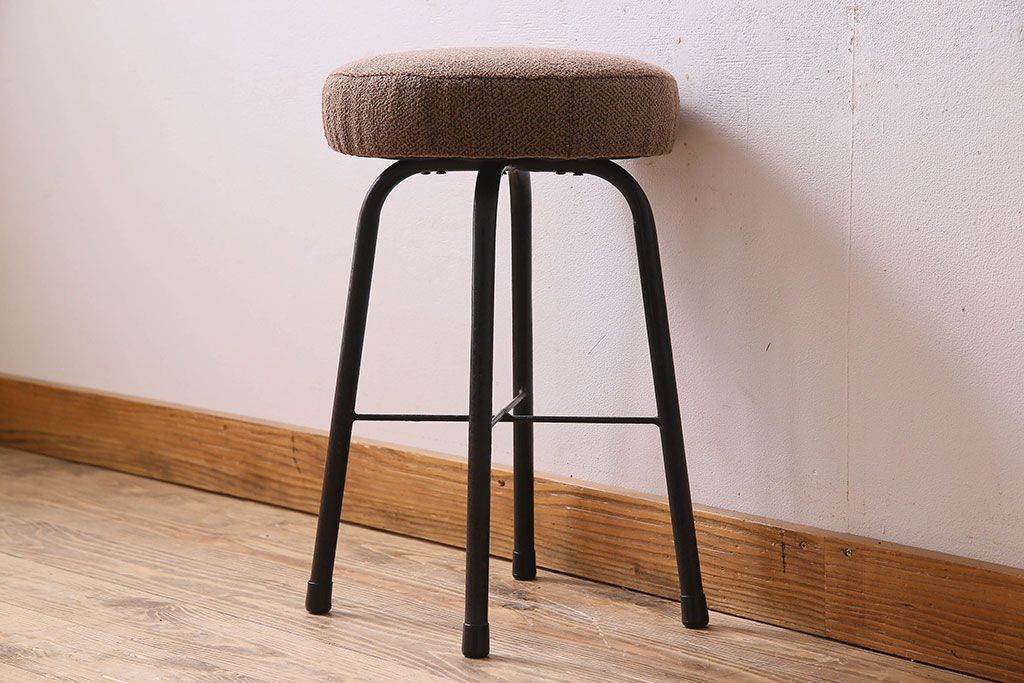 レトロ家具 昭和レトロ クッション座面丸スツール(椅子、チェア、丸イス)(1)