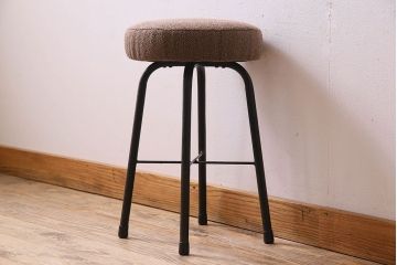 レトロ家具 昭和レトロ クッション座面丸スツール(椅子、チェア、丸イス)(1)