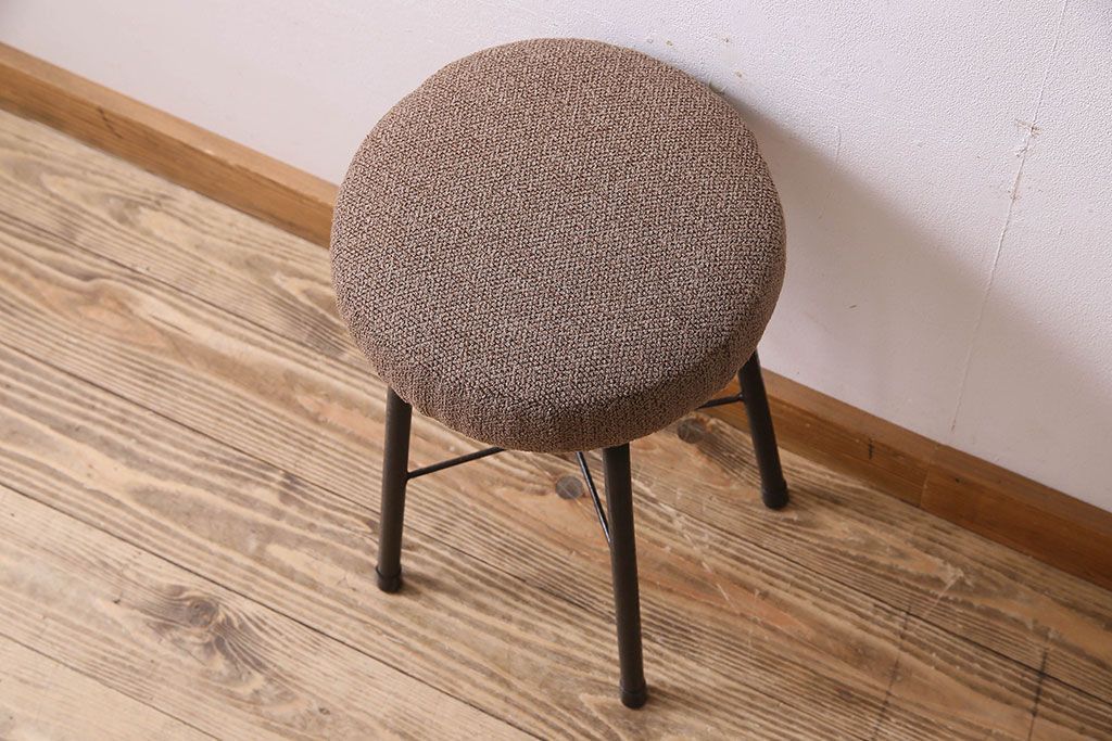 レトロ家具 昭和レトロ クッション座面丸スツール(椅子、チェア、丸イス)(1)