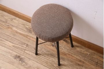 レトロ家具 昭和レトロ クッション座面丸スツール(椅子、チェア、丸イス)(1)