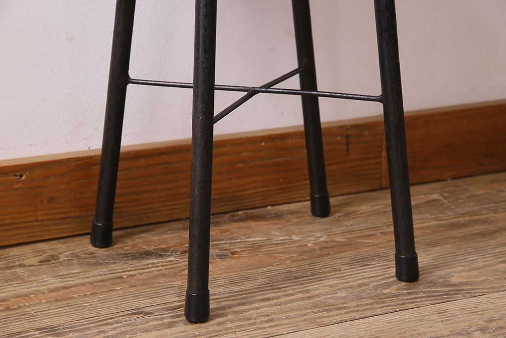 レトロ家具 昭和レトロ クッション座面丸スツール(椅子、チェア、丸イス)(1)