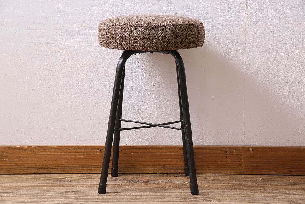 レトロ家具 昭和レトロ クッション座面丸スツール(椅子、チェア、丸イス)(1)