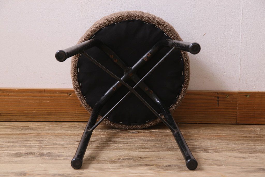 レトロ家具 昭和レトロ クッション座面丸スツール(椅子、チェア、丸イス)(1)