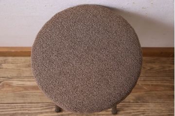 レトロ家具　昭和レトロ　クッション座面丸スツール(椅子、チェア、丸イス)(2)