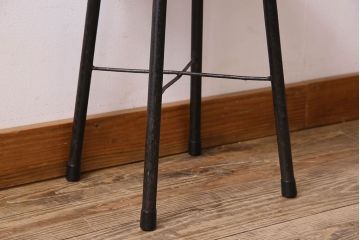 レトロ家具　昭和レトロ　クッション座面丸スツール(椅子、チェア、丸イス)(2)