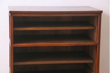 アンティーク家具　モールガラス引き戸　前面欅材　和製アンティークの収納棚(戸棚、本箱、ブックケース)