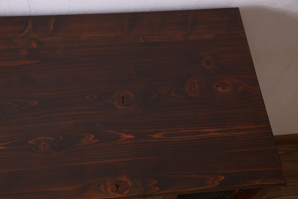 アンティーク家具　モールガラス引き戸　前面欅材　和製アンティークの収納棚(戸棚、本箱、ブックケース)