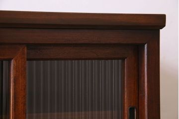 アンティーク家具　モールガラス引き戸　前面欅材　和製アンティークの収納棚(戸棚、本箱、ブックケース)