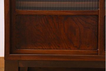 アンティーク家具　モールガラス引き戸　前面欅材　和製アンティークの収納棚(戸棚、本箱、ブックケース)