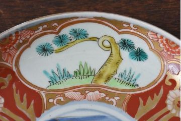 アンティーク雑貨　古民具・骨董　幕末明治期　色絵錦手六寸皿(伊万里)(1)