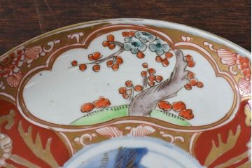 アンティーク雑貨　古民具・骨董　幕末明治期　色絵錦手六寸皿(伊万里)(1)