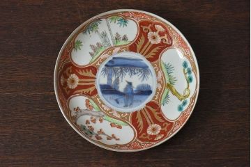 アンティーク雑貨　古民具・骨董　幕末明治期　色絵錦手六寸皿(伊万里)(2)
