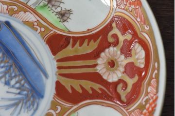 アンティーク雑貨　古民具・骨董　幕末明治期　色絵錦手六寸皿(伊万里)(2)
