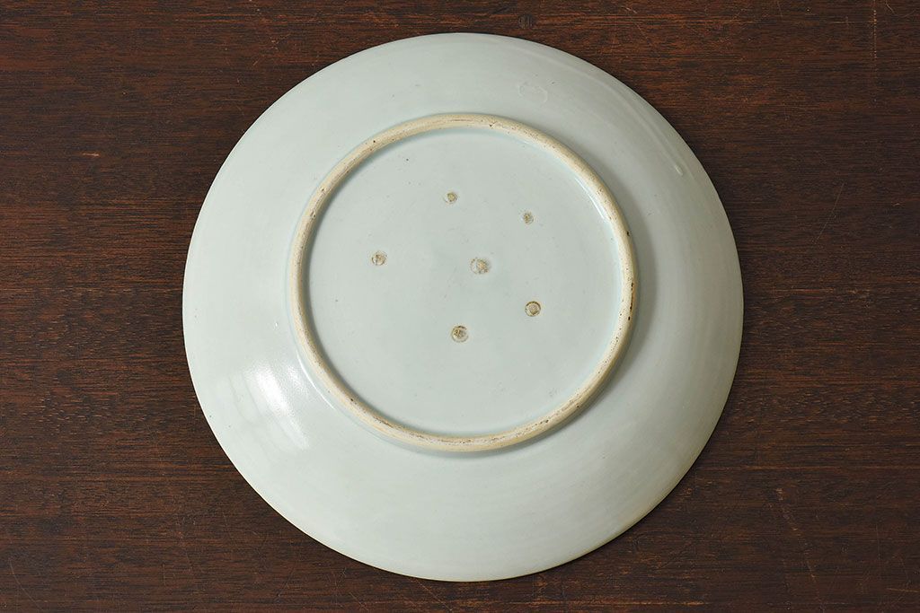 アンティーク雑貨　古民具・骨董　江戸期　染付　帆に蓮文　大皿(伊万里)