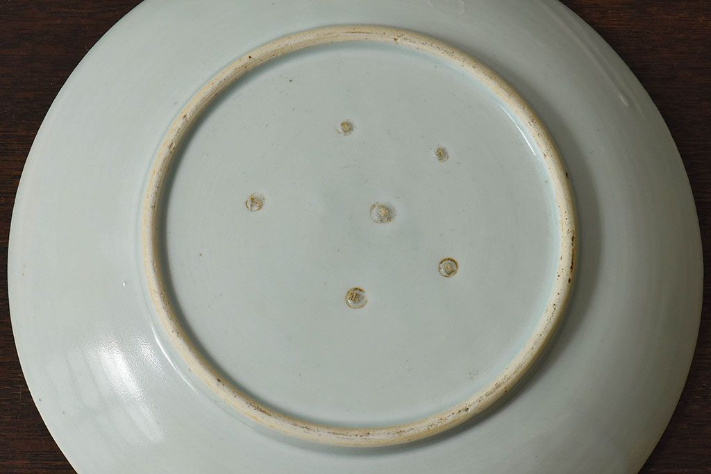 アンティーク雑貨　古民具・骨董　江戸期　染付　帆に蓮文　大皿(伊万里)