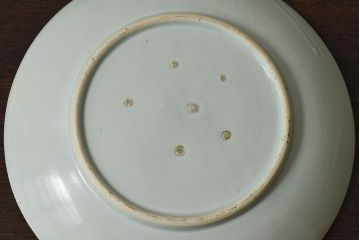 アンティーク雑貨　古民具・骨董　江戸期　染付　帆に蓮文　大皿(伊万里)