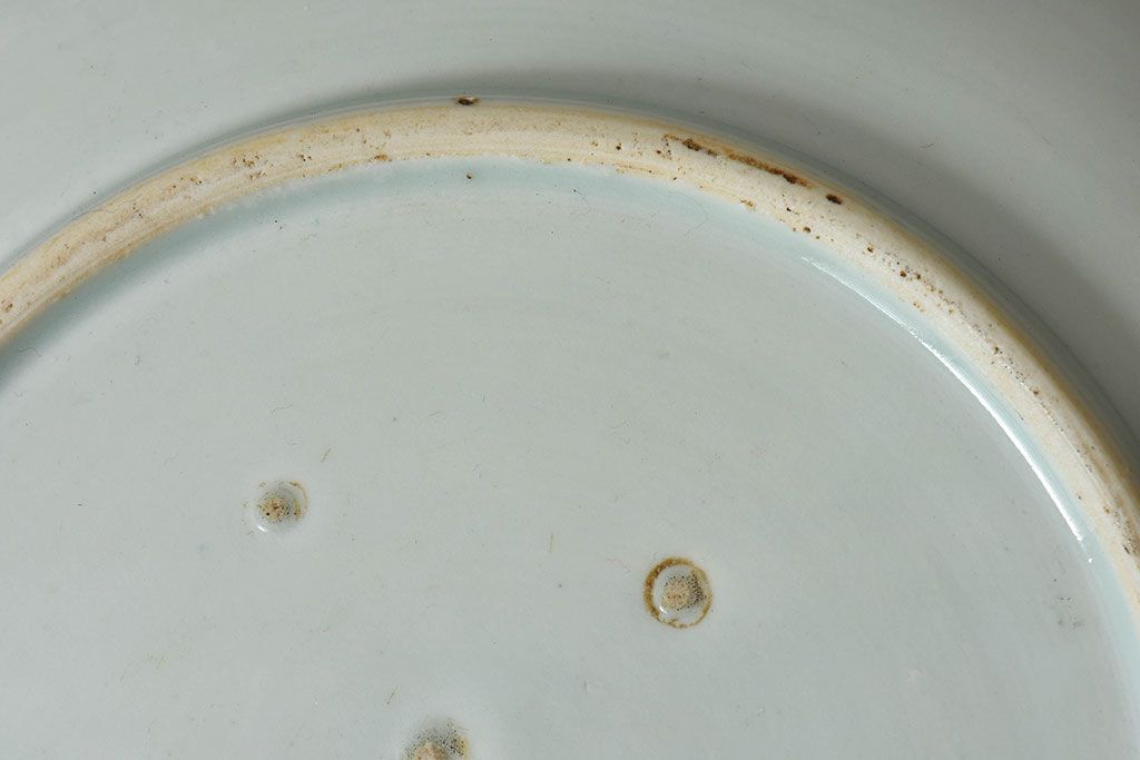 アンティーク雑貨　古民具・骨董　江戸期　染付　帆に蓮文　大皿(伊万里)