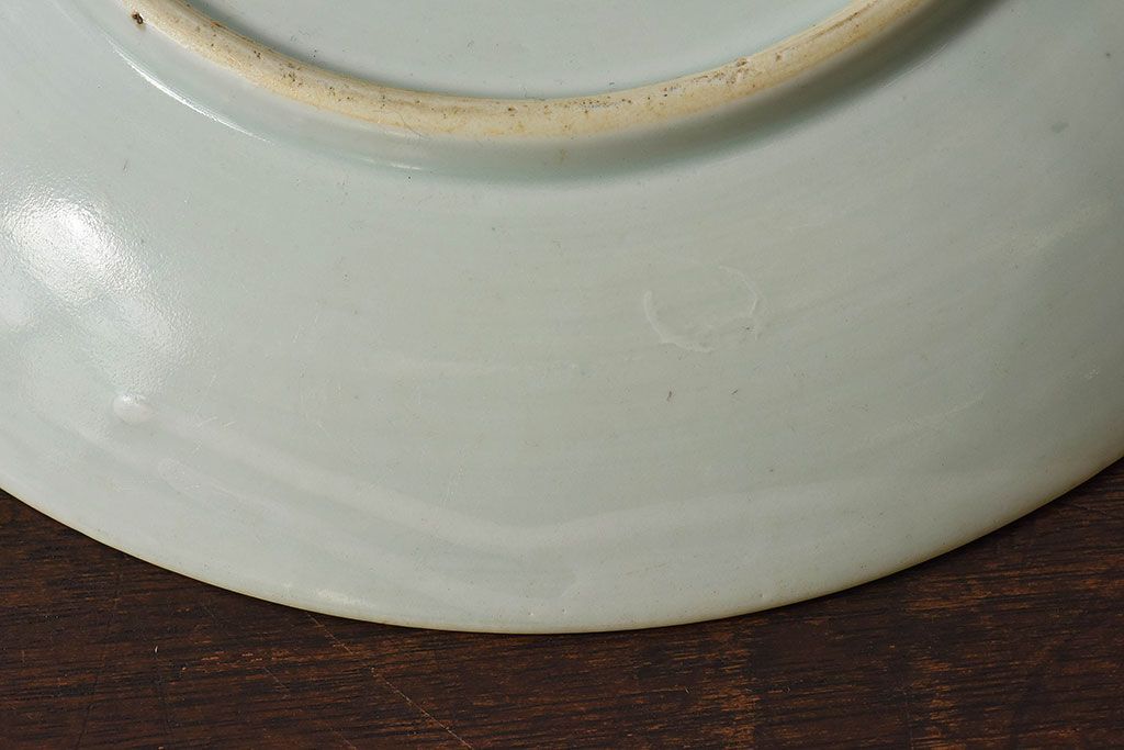 アンティーク雑貨　古民具・骨董　江戸期　染付　帆に蓮文　大皿(伊万里)