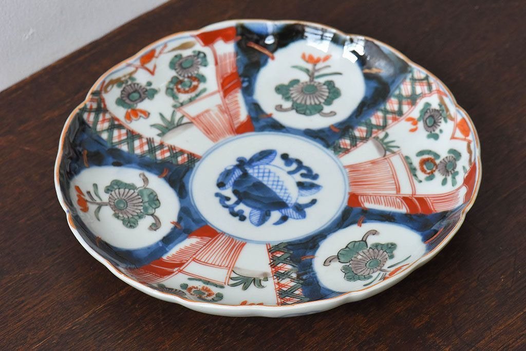 アンティーク雑貨　古民具・骨董　明治期　伊万里　錦手八寸皿(2)
