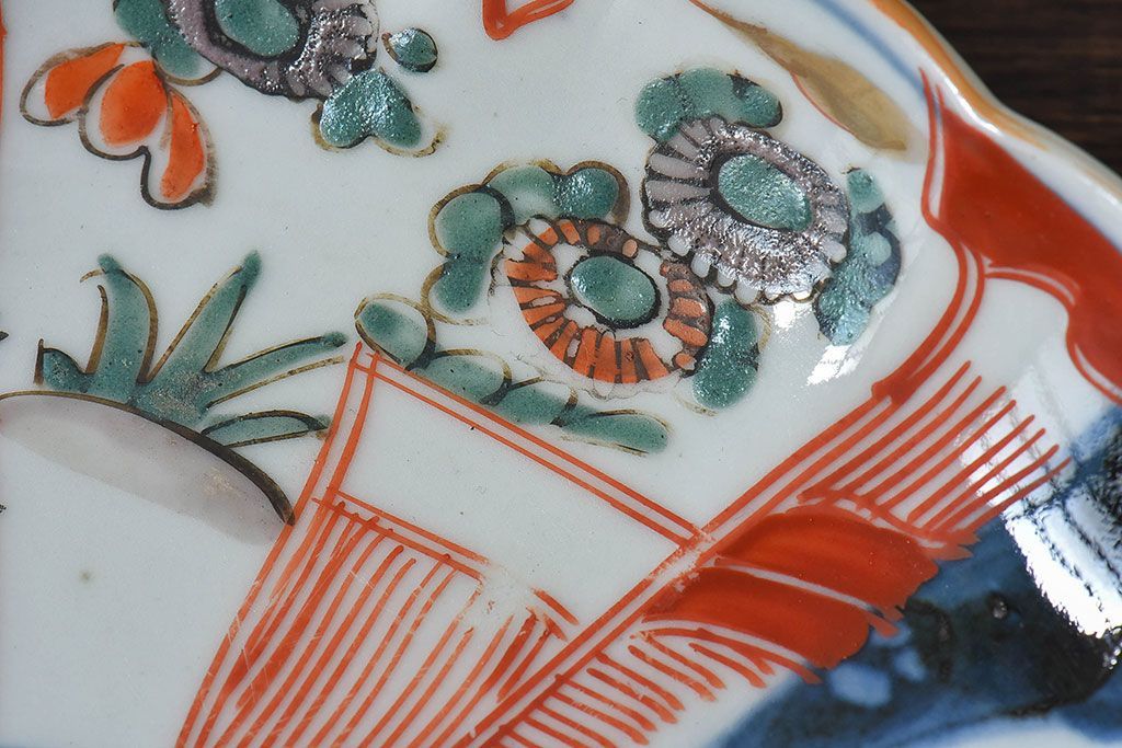 アンティーク雑貨　古民具・骨董　明治期　伊万里　錦手八寸皿(2)